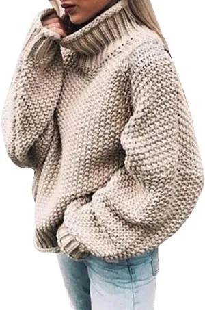 Women's Oversized Long Turtleneck Tunic Long Batwing Sleeve Pullover Knit Sweater Long