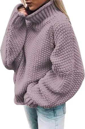 Women's Oversized Long Turtleneck Tunic Long Batwing Sleeve Pullover Knit Sweater Long