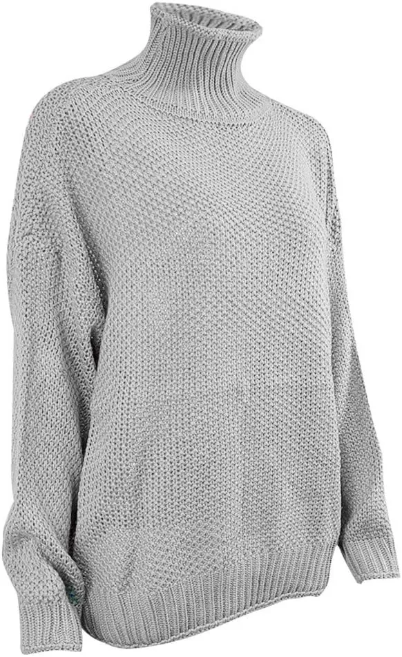 Women's Oversized Long Turtleneck Tunic Long Batwing Sleeve Pullover Knit Sweater Long