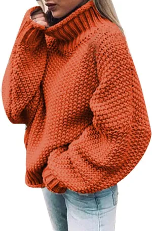 Women's Oversized Long Turtleneck Tunic Long Batwing Sleeve Pullover Knit Sweater Long
