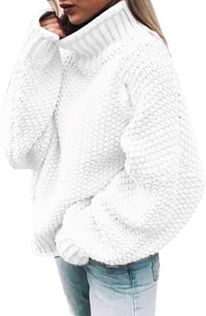 Women's Oversized Long Turtleneck Tunic Long Batwing Sleeve Pullover Knit Sweater Long