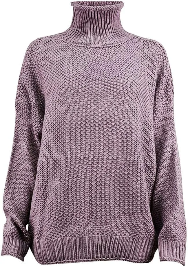 Women's Oversized Long Turtleneck Tunic Long Batwing Sleeve Pullover Knit Sweater Long
