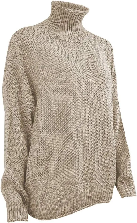 Women's Oversized Long Turtleneck Tunic Long Batwing Sleeve Pullover Knit Sweater Long