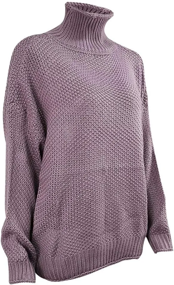 Women's Oversized Long Turtleneck Tunic Long Batwing Sleeve Pullover Knit Sweater Long