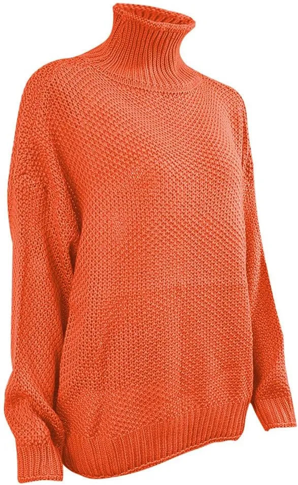 Women's Oversized Long Turtleneck Tunic Long Batwing Sleeve Pullover Knit Sweater Long