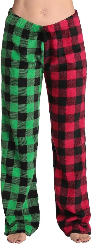 Womens Pajama Pants Flannel Buffalo Plaid Soft Lounge Warm Bottoms Christmas Winter Holiday Sleepwear with Elastic Waist