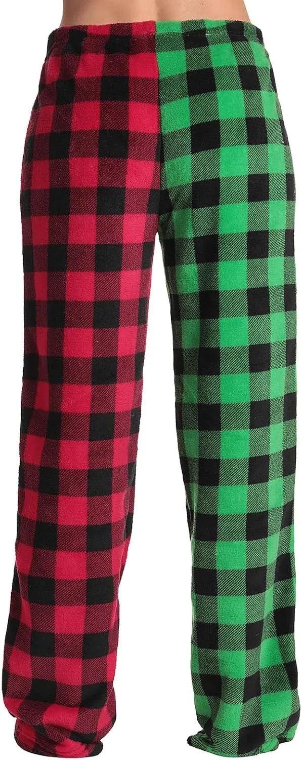 Womens Pajama Pants Flannel Buffalo Plaid Soft Lounge Warm Bottoms Christmas Winter Holiday Sleepwear with Elastic Waist
