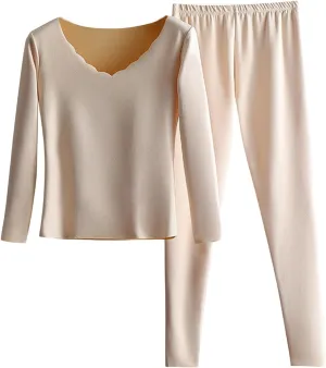 Women's Pajama Sets 2 Piece Loungewear Sets V Neck Crop Tops and Slacks Thermal Underwear Casual Outfits 2025 Trendy