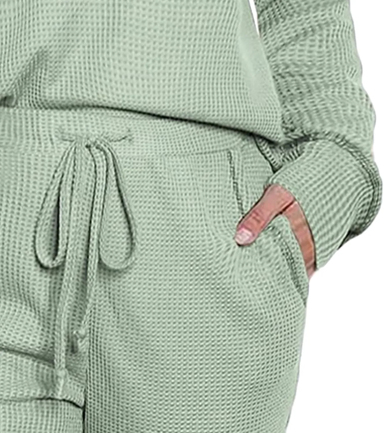 Womens Pajama Sets Waffle Knit Sweater Long Sleeve V Neck Baggy Sweatpants with Pockets 2 Piece Loungewear Sets 2025