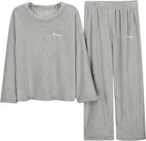 Women's Pajamas Flannel Loungewear Set Long Sleeve Pullover Fleece Pajama Tops and Bottoms Lounge 2 Piece Pjs Sets