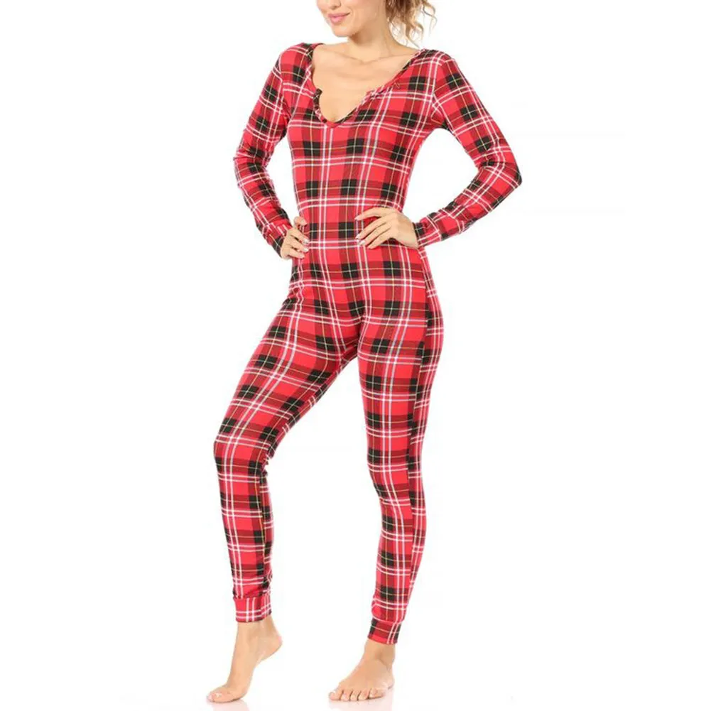 Women's  Pajamas Holiday Christmas Print Jumpsuit Warm Winter Sleepwear