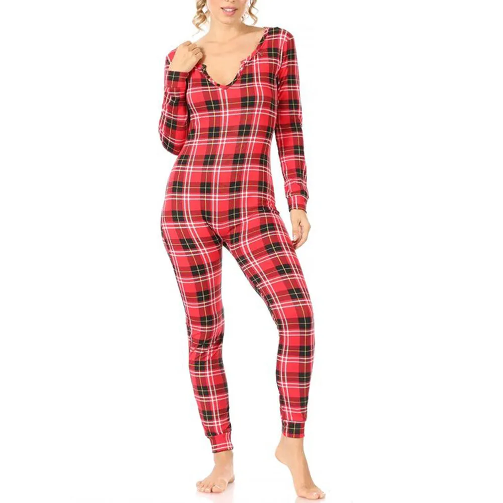 Women's  Pajamas Holiday Christmas Print Jumpsuit Warm Winter Sleepwear