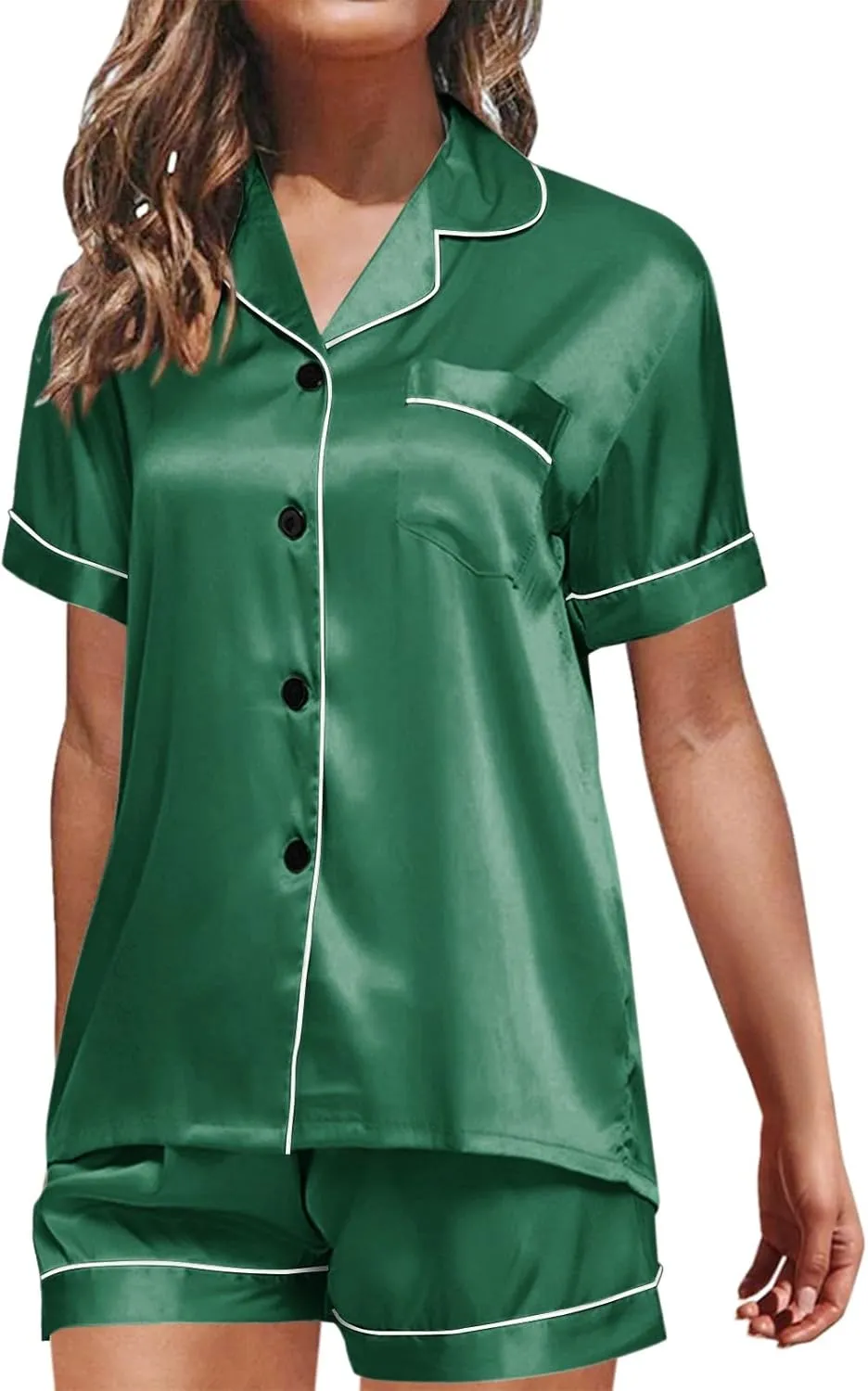 Womens Pajamas Set, Button Down Pajama Set, Short Sleeve Two-piece Loungewear Sets Sleepwear Nightwear Pj Sets