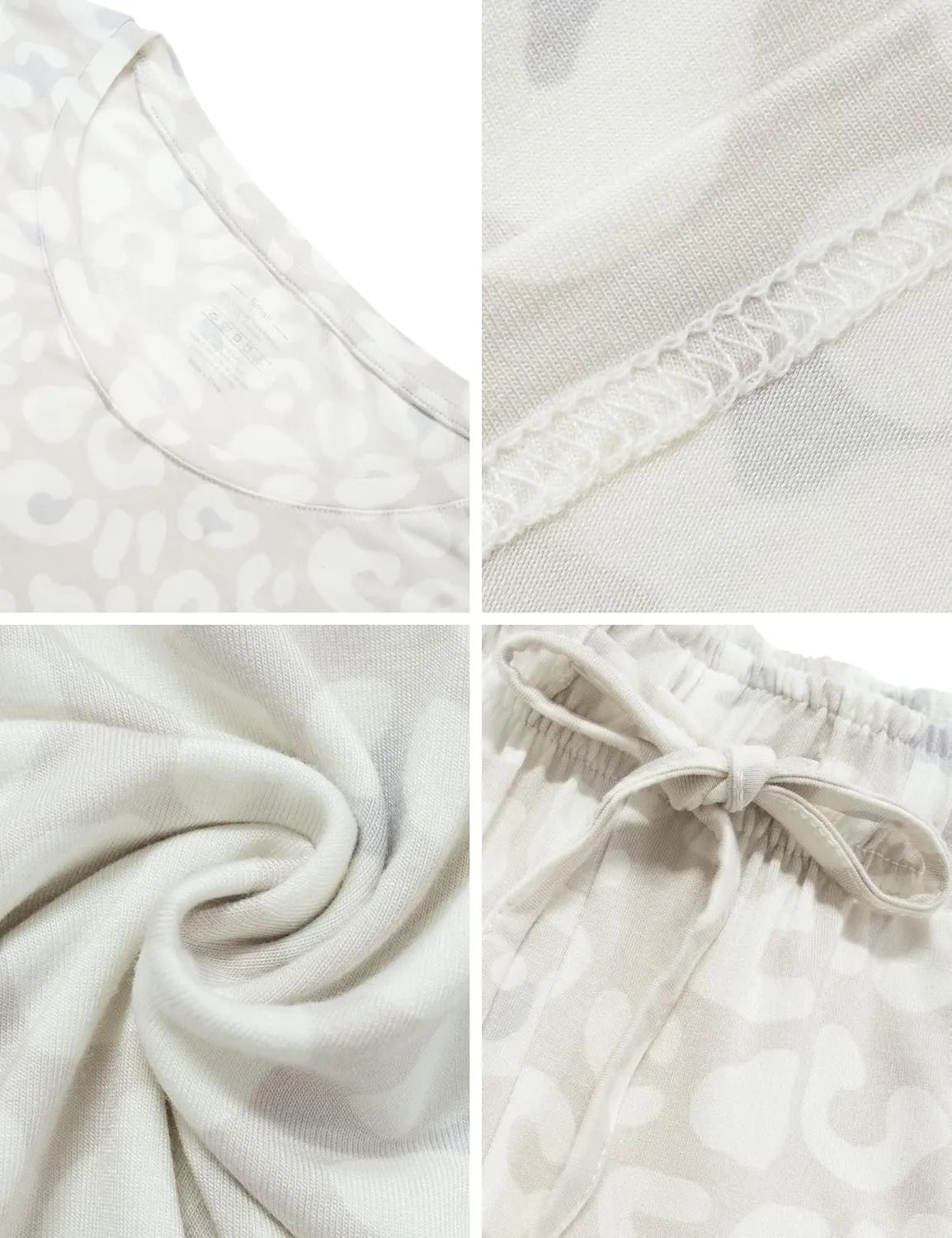 Womens Pajamas Set - Viscose Made from Bamboo, Long Sleeve Sleepwear Tops with Jogger Pants Lounge Pjs Sets