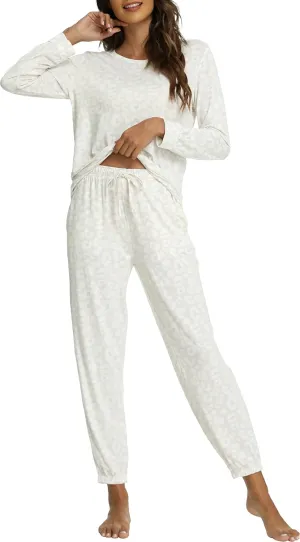 Womens Pajamas Set - Viscose Made from Bamboo, Long Sleeve Sleepwear Tops with Jogger Pants Lounge Pjs Sets
