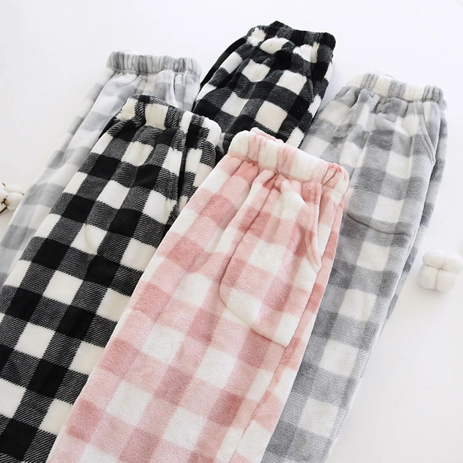 Women's Pants Plush Plaid Printed Pajama Pants Warm and Cozy Pajama Bottoms Daily Home Lounge Pants
