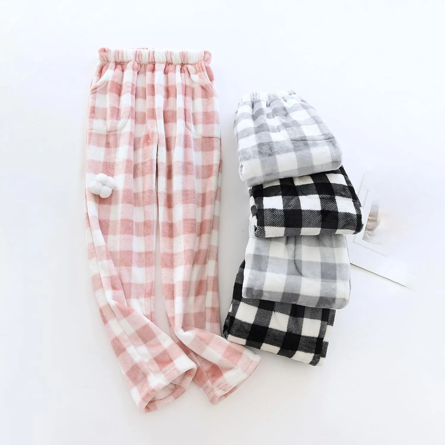 Women's Pants Plush Plaid Printed Pajama Pants Warm and Cozy Pajama Bottoms Daily Home Lounge Pants