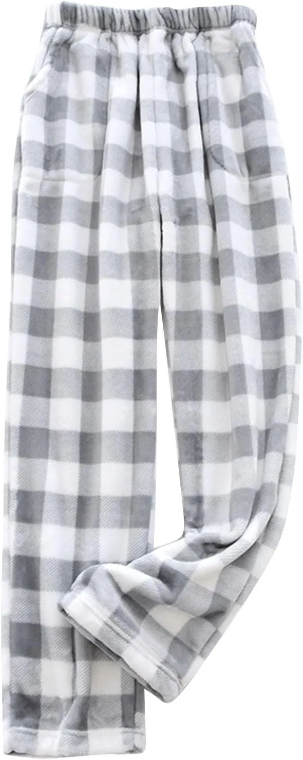 Women's Pants Plush Plaid Printed Pajama Pants Warm and Cozy Pajama Bottoms Daily Home Lounge Pants