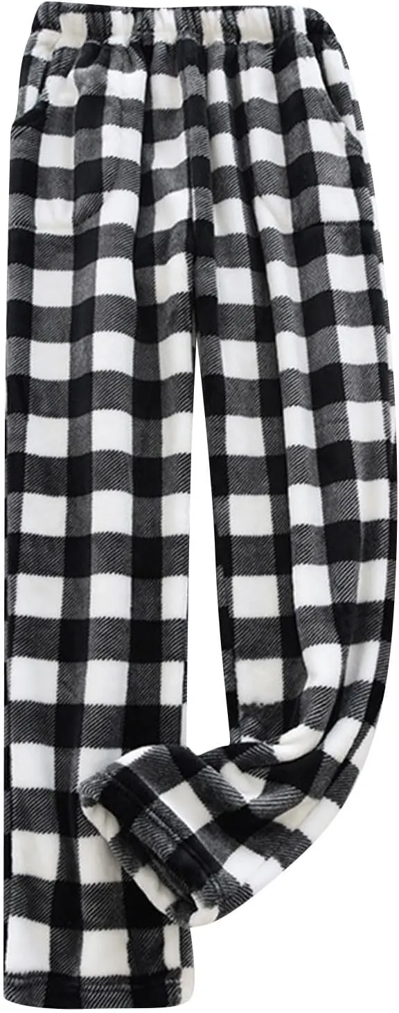 Women's Pants Plush Plaid Printed Pajama Pants Warm and Cozy Pajama Bottoms Daily Home Lounge Pants
