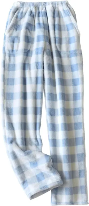 Women's Pants Plush Plaid Printed Pajama Pants Warm and Cozy Pajama Bottoms Daily Home Lounge Pants