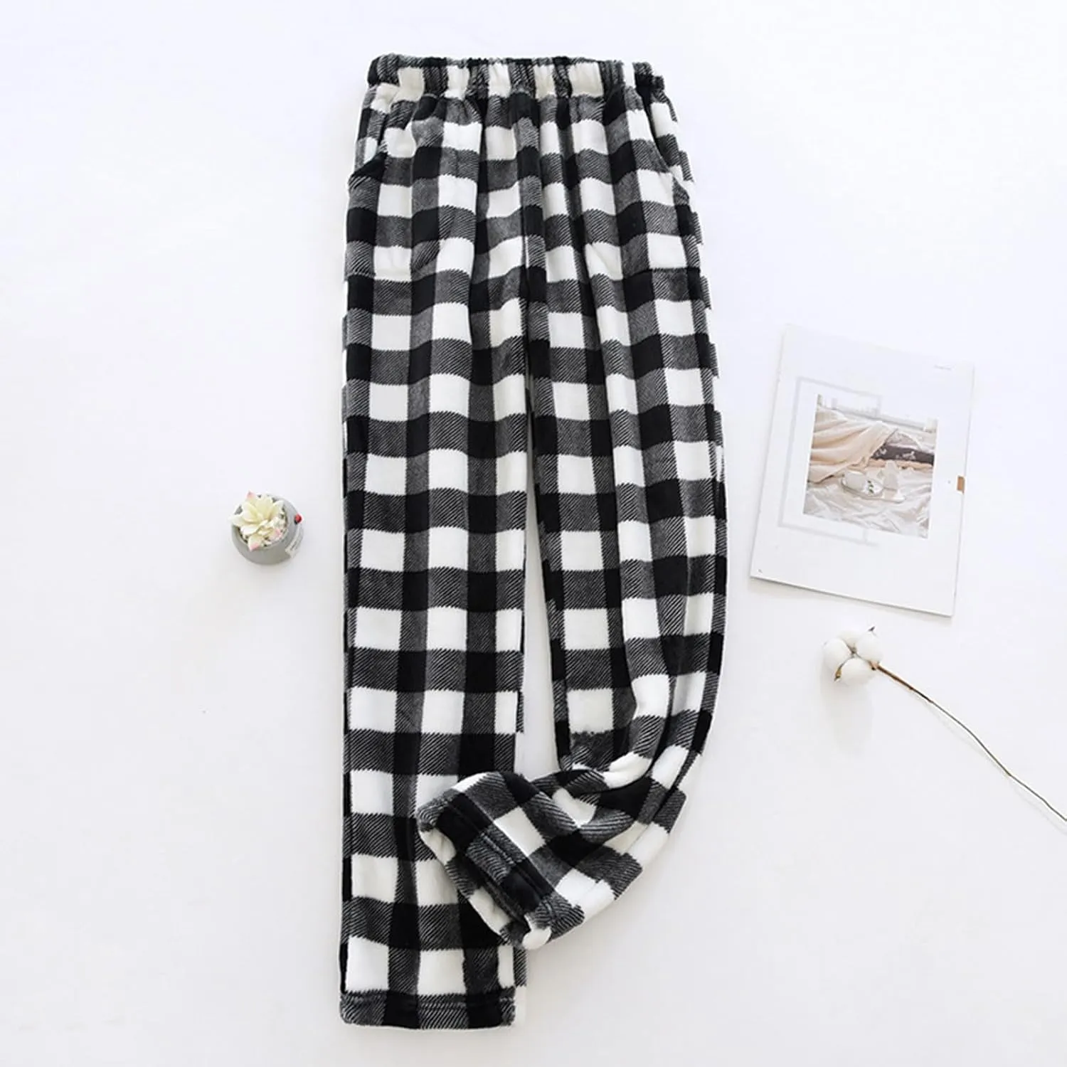Women's Pants Plush Plaid Printed Pajama Pants Warm and Cozy Pajama Bottoms Daily Home Lounge Pants