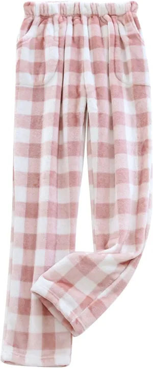 Women's Pants Plush Plaid Printed Pajama Pants Warm and Cozy Pajama Bottoms Daily Home Lounge Pants