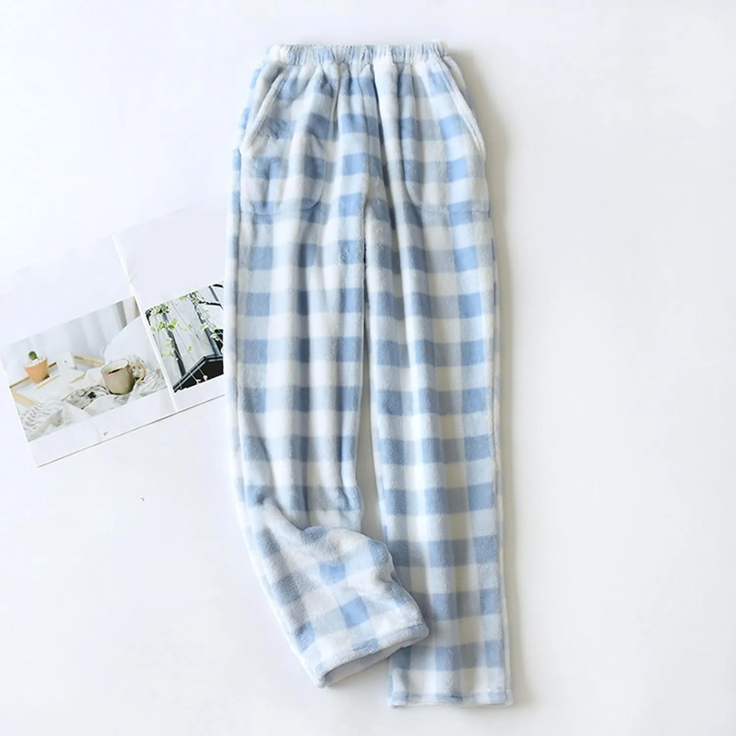 Women's Pants Plush Plaid Printed Pajama Pants Warm and Cozy Pajama Bottoms Daily Home Lounge Pants