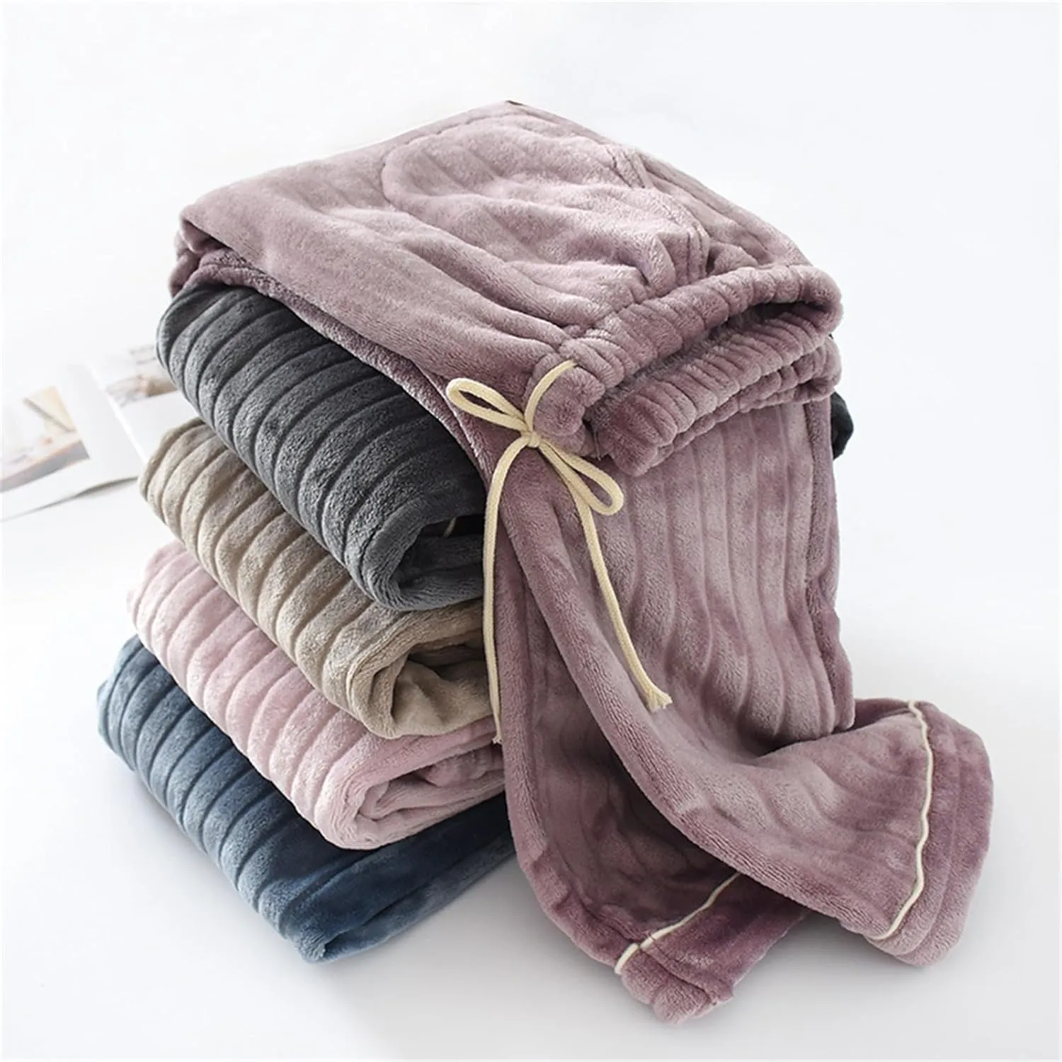 Women's Plush Fleece Pajamas Bottoms Plush Winter Warm Pjs Lounge Pants Soft Drawstring Fuzzy Trouser