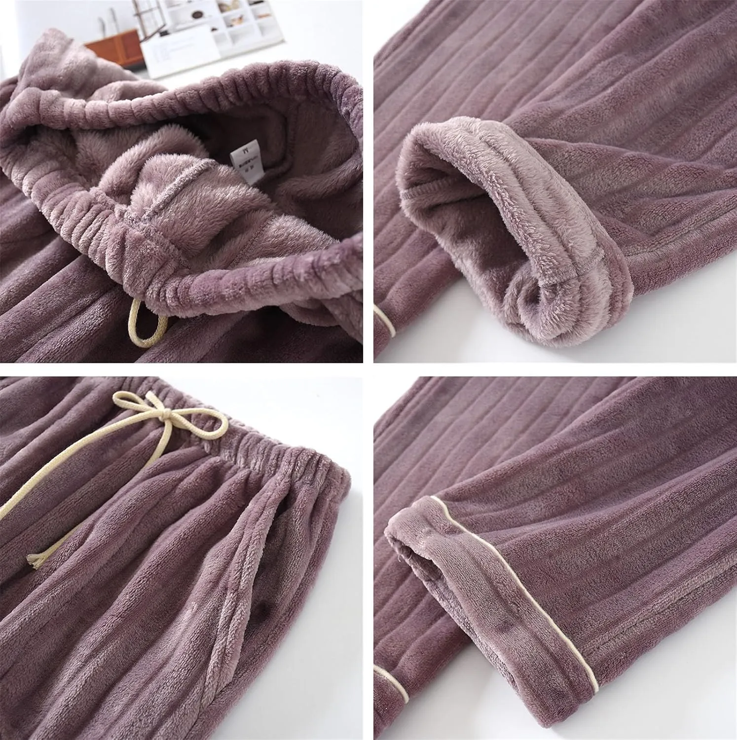 Women's Plush Fleece Pajamas Bottoms Plush Winter Warm Pjs Lounge Pants Soft Drawstring Fuzzy Trouser
