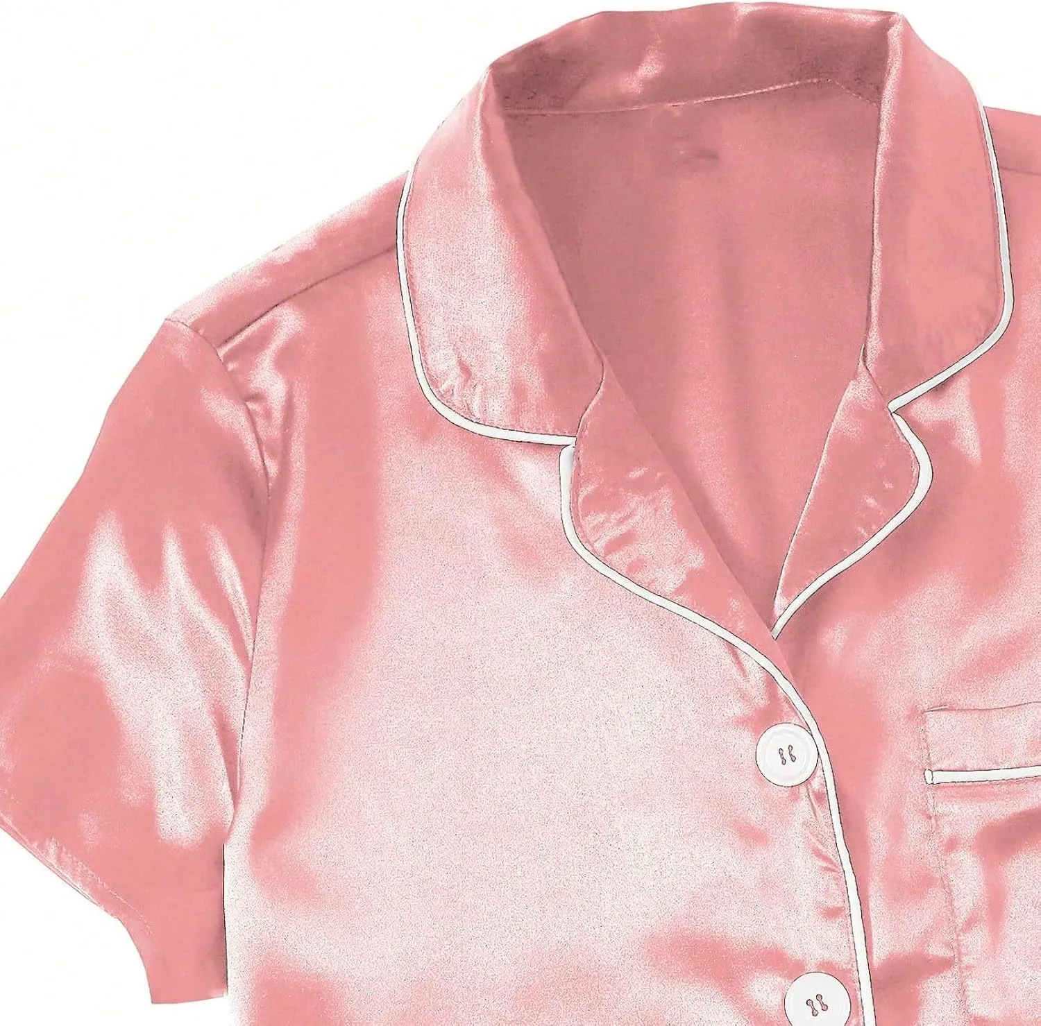 Womens Satin Plus Size Short Sleeve Shorts Pajamas Set Button down Tshirts 2pieces Sleepwear Nightwear Soft Pjs Lounge Sets