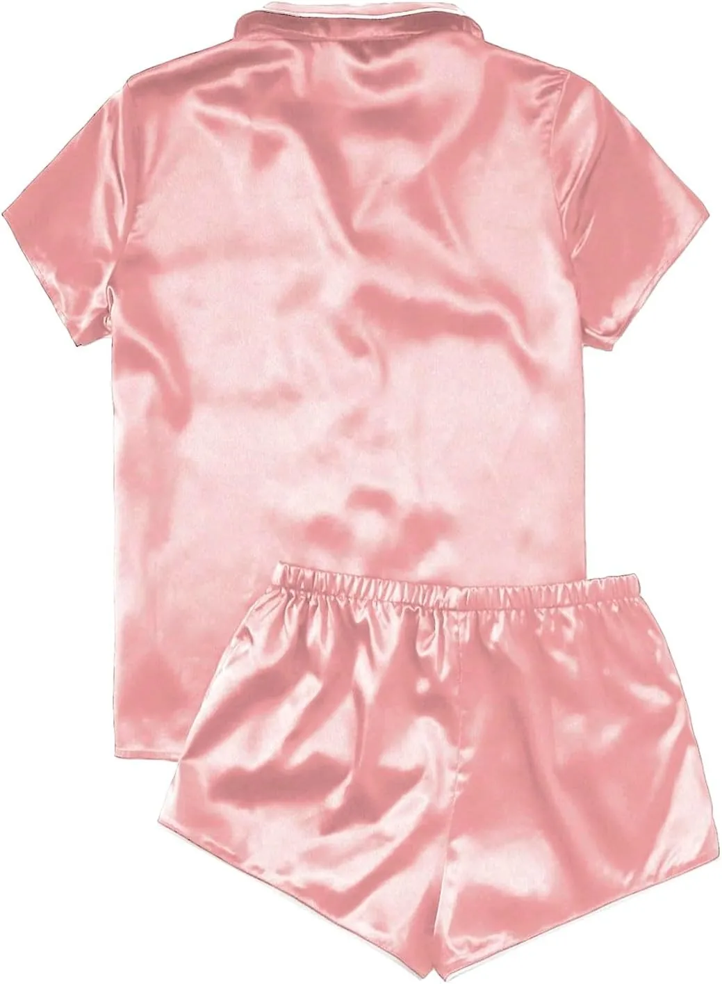 Womens Satin Plus Size Short Sleeve Shorts Pajamas Set Button down Tshirts 2pieces Sleepwear Nightwear Soft Pjs Lounge Sets