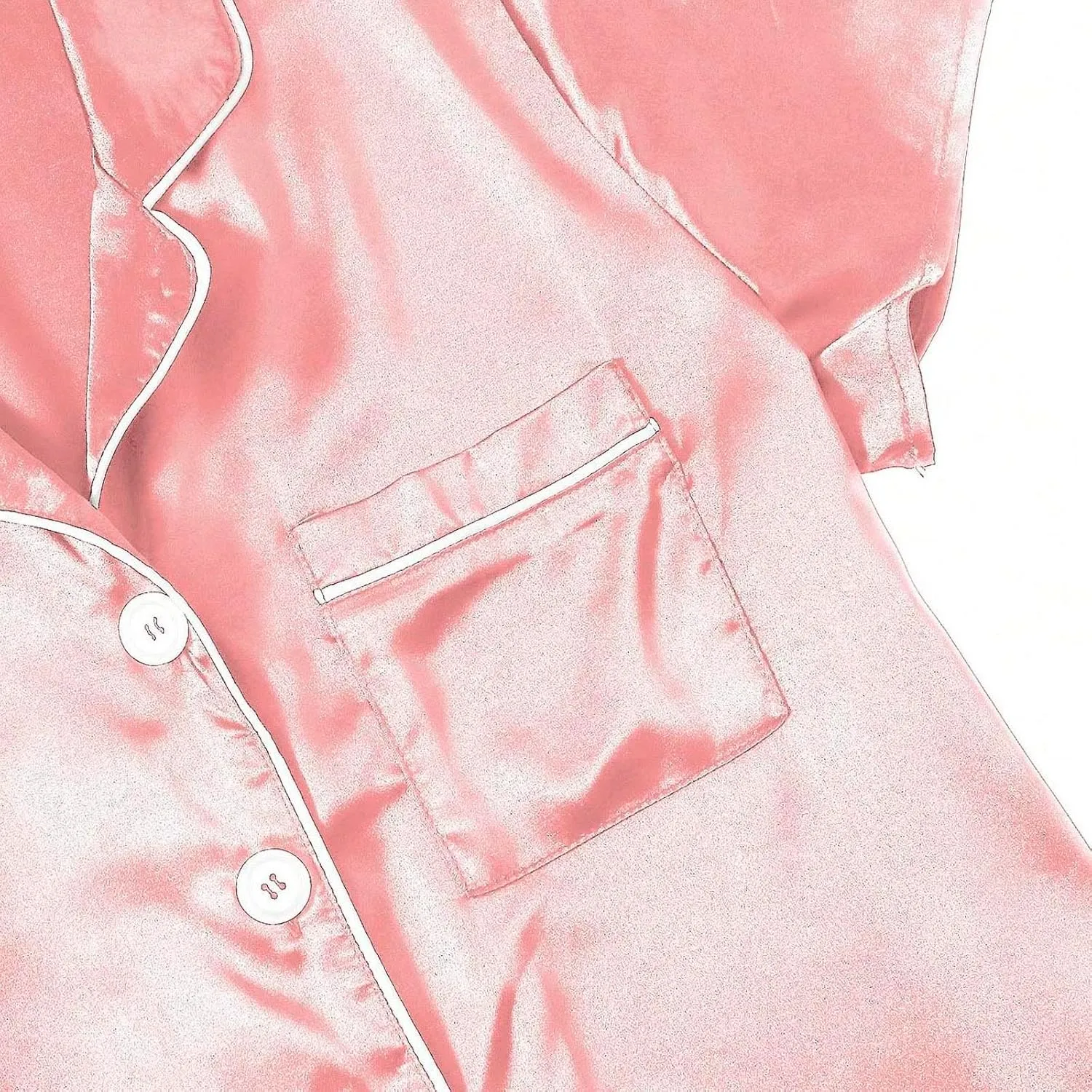 Womens Satin Plus Size Short Sleeve Shorts Pajamas Set Button down Tshirts 2pieces Sleepwear Nightwear Soft Pjs Lounge Sets
