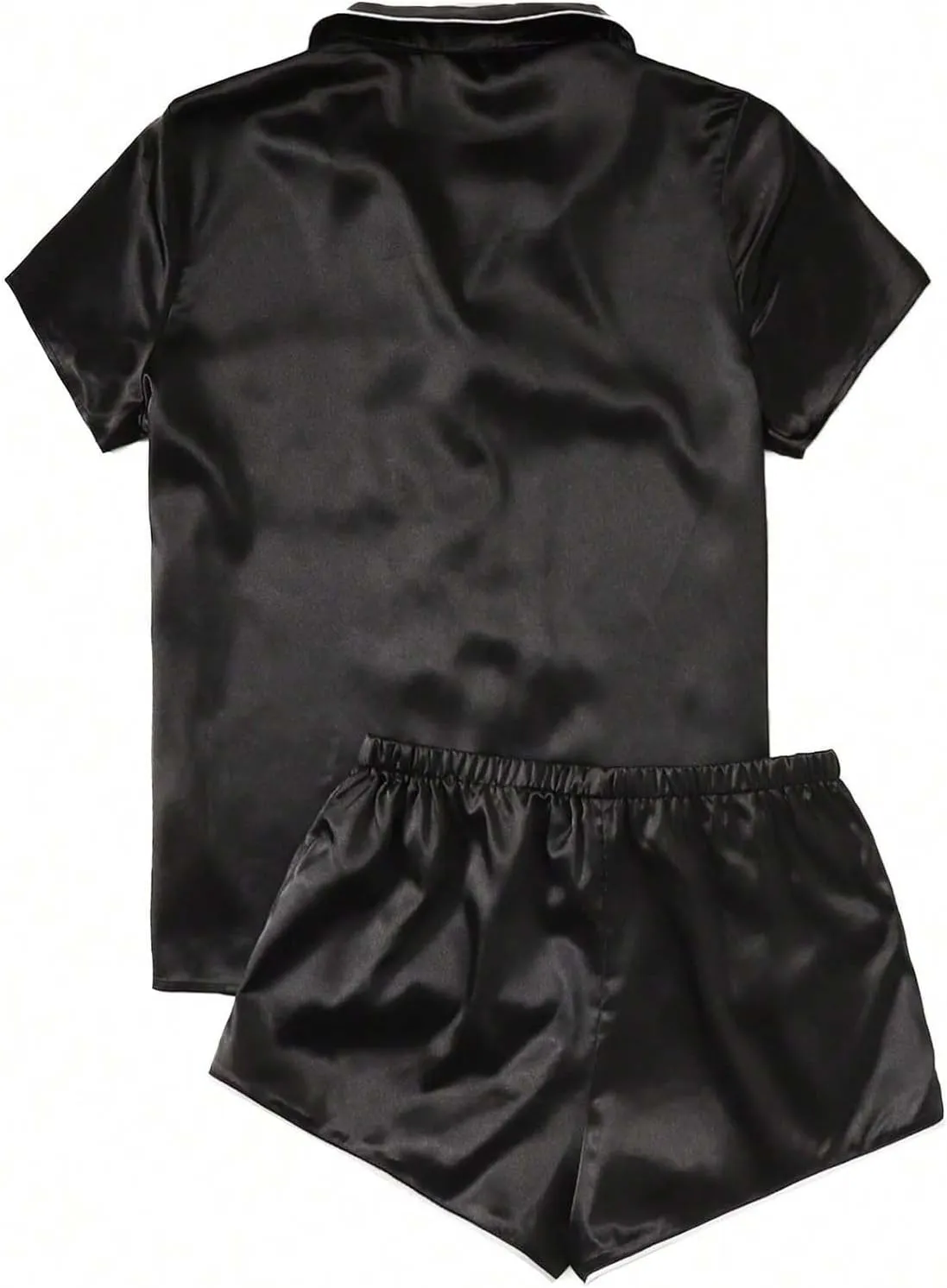 Womens Satin Silky Pajama Sets Soft Button Down Satin 2 Piece Sleepwear Cute Bride Party Short Sleeve Matching Set