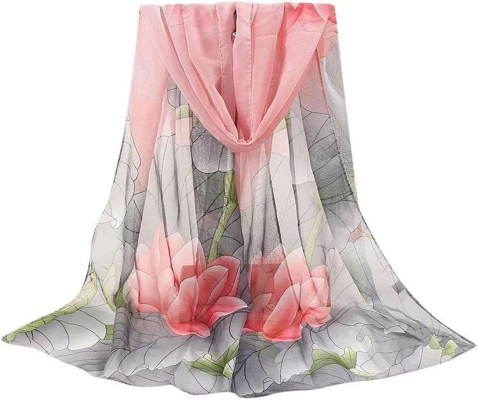 Women's Scarves & Wraps Silk Scarfs For Women 160 * 50cm Women Flower Print Long Soft Wrap Scarf Simulation Silk