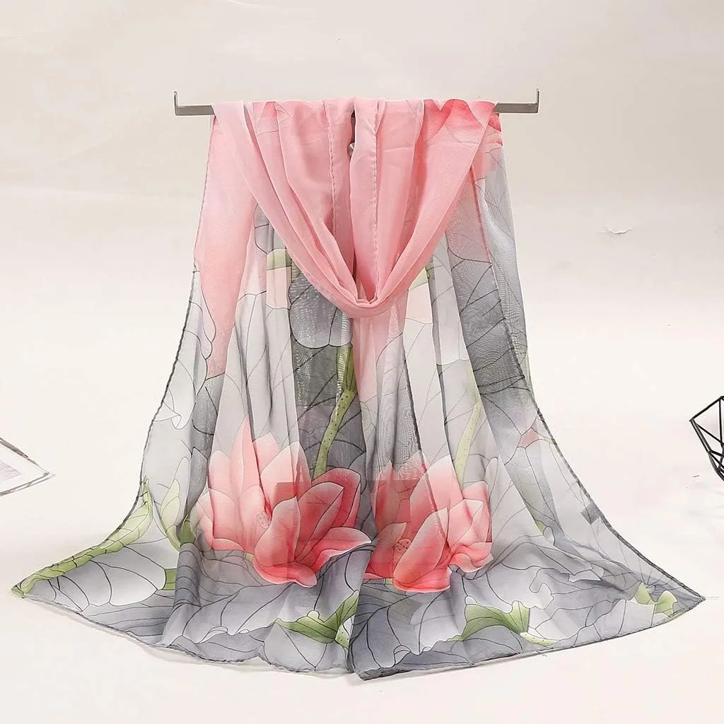 Women's Scarves & Wraps Silk Scarfs For Women 160 * 50cm Women Flower Print Long Soft Wrap Scarf Simulation Silk
