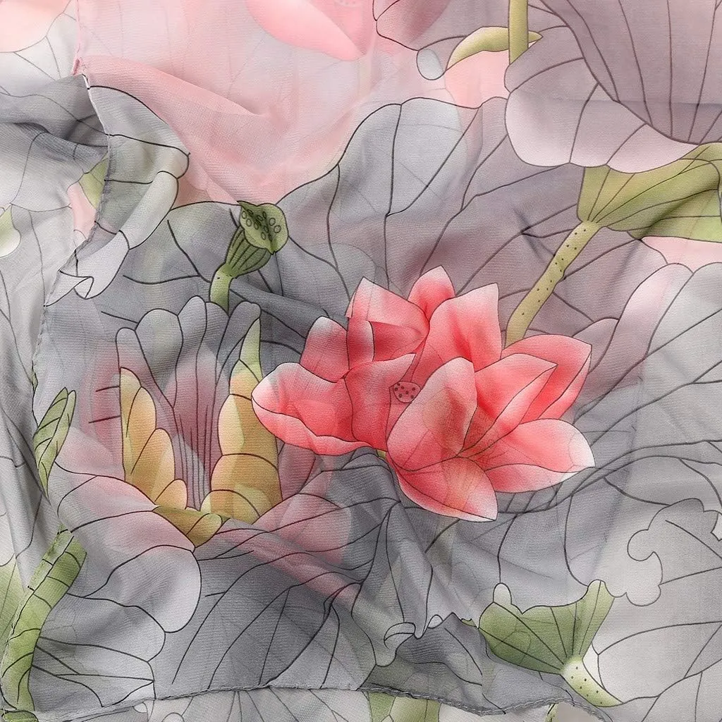 Women's Scarves & Wraps Silk Scarfs For Women 160 * 50cm Women Flower Print Long Soft Wrap Scarf Simulation Silk