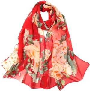 Women's Scarves & Wraps Women's Fashion Scarves Women Silk Neck Scarf Fashion Women Flower Print Long Soft Wrap