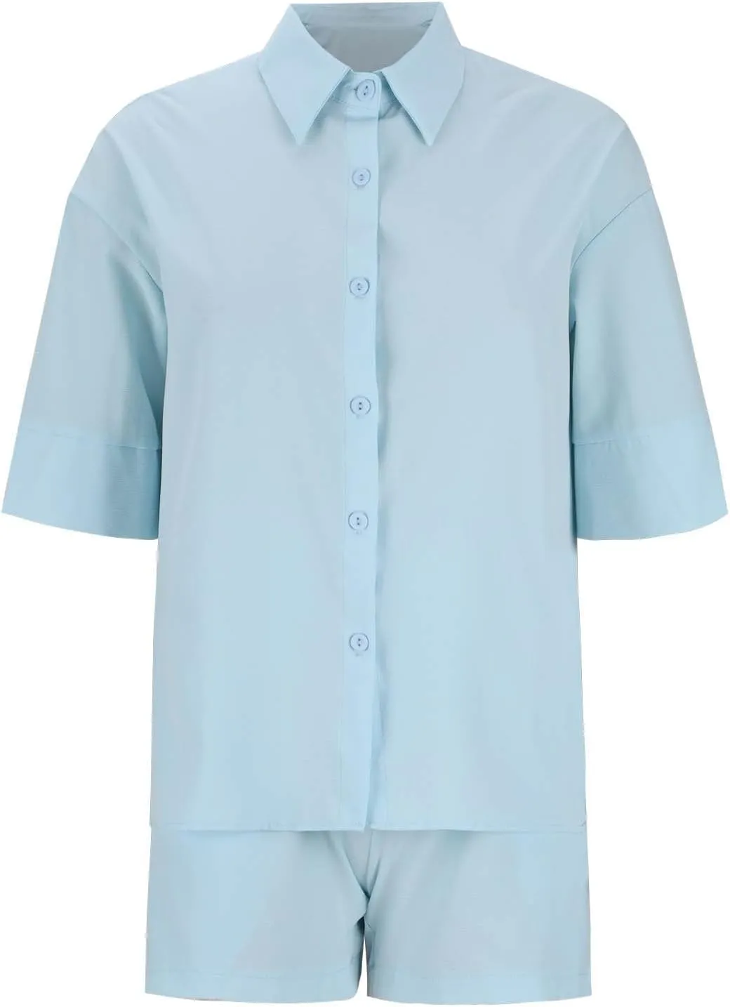 Womens Sets 2 Piece Outfits Comfy Casual Lapel Neck Short Sleeve Button Down Shirt and Shorts Loungewear Sets
