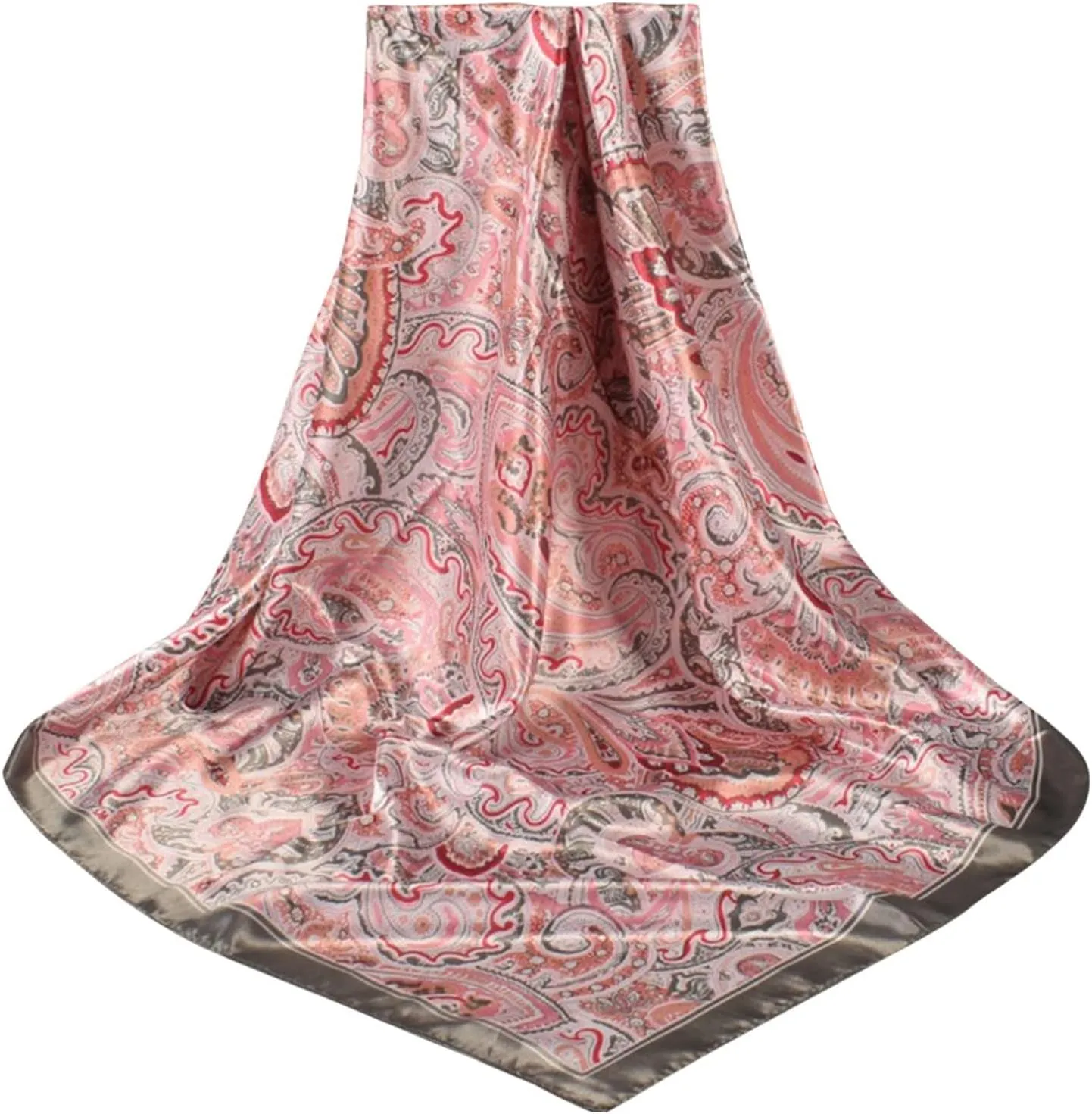 Womens Silk Head Scarf Cashew Print Floral Square Lightweight Satin Scarfs Long Headscarfs