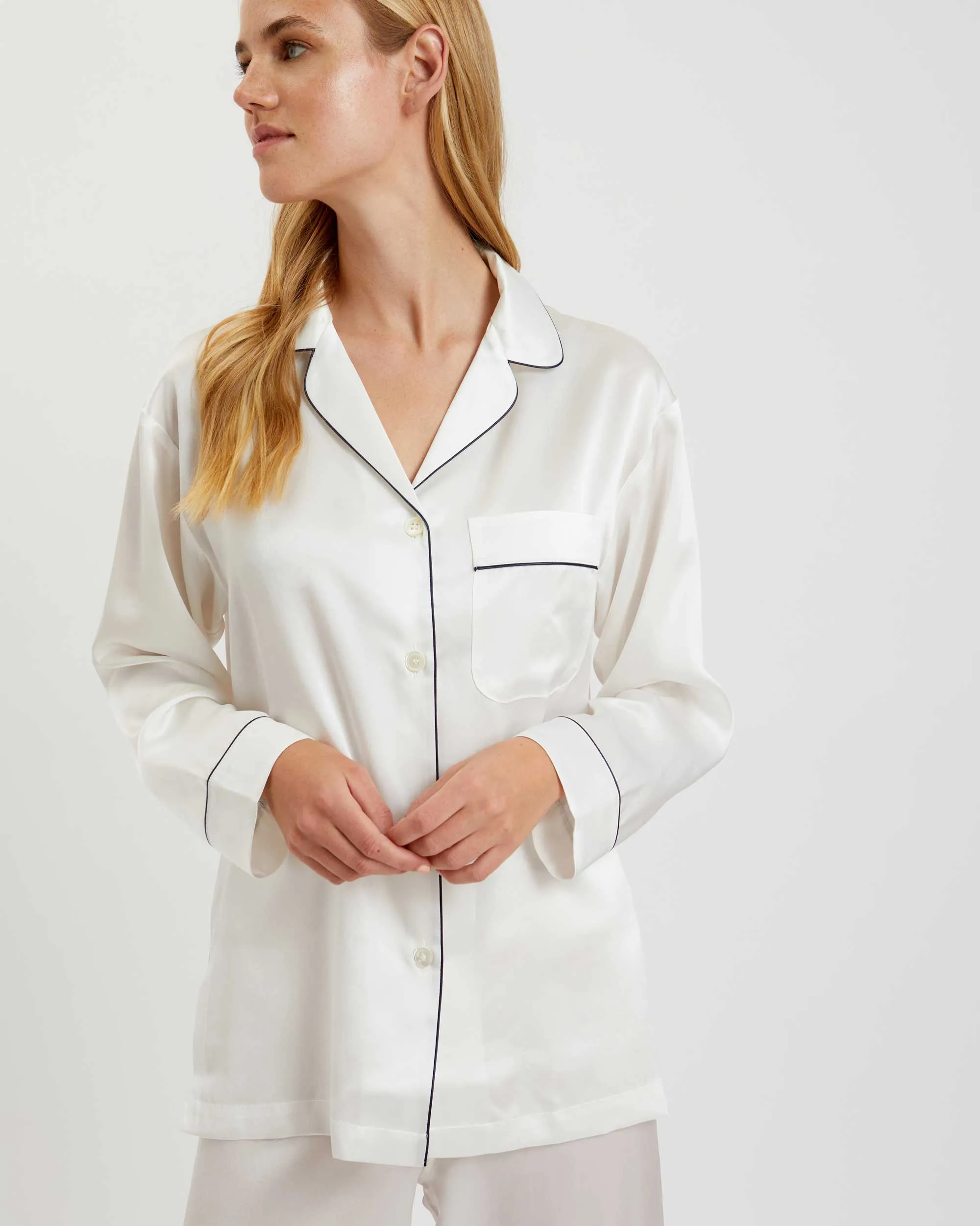 Women's Silk Pajamas - Ivory
