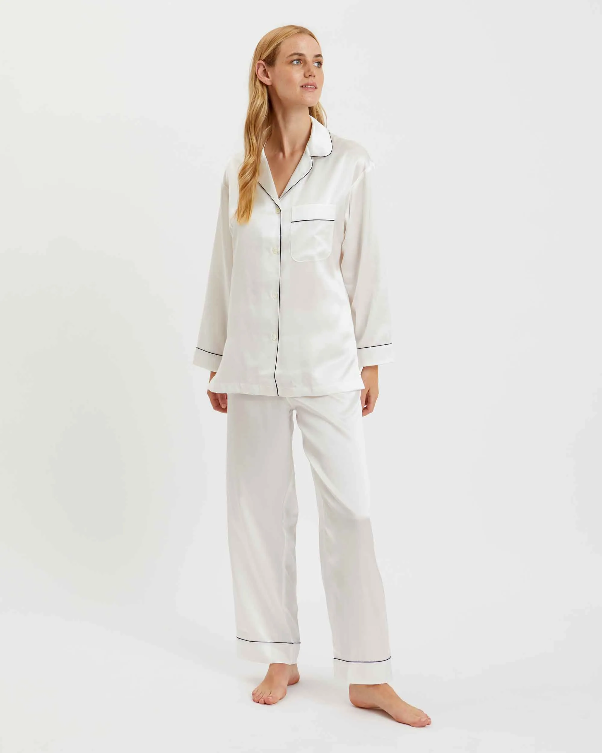 Women's Silk Pajamas - Ivory
