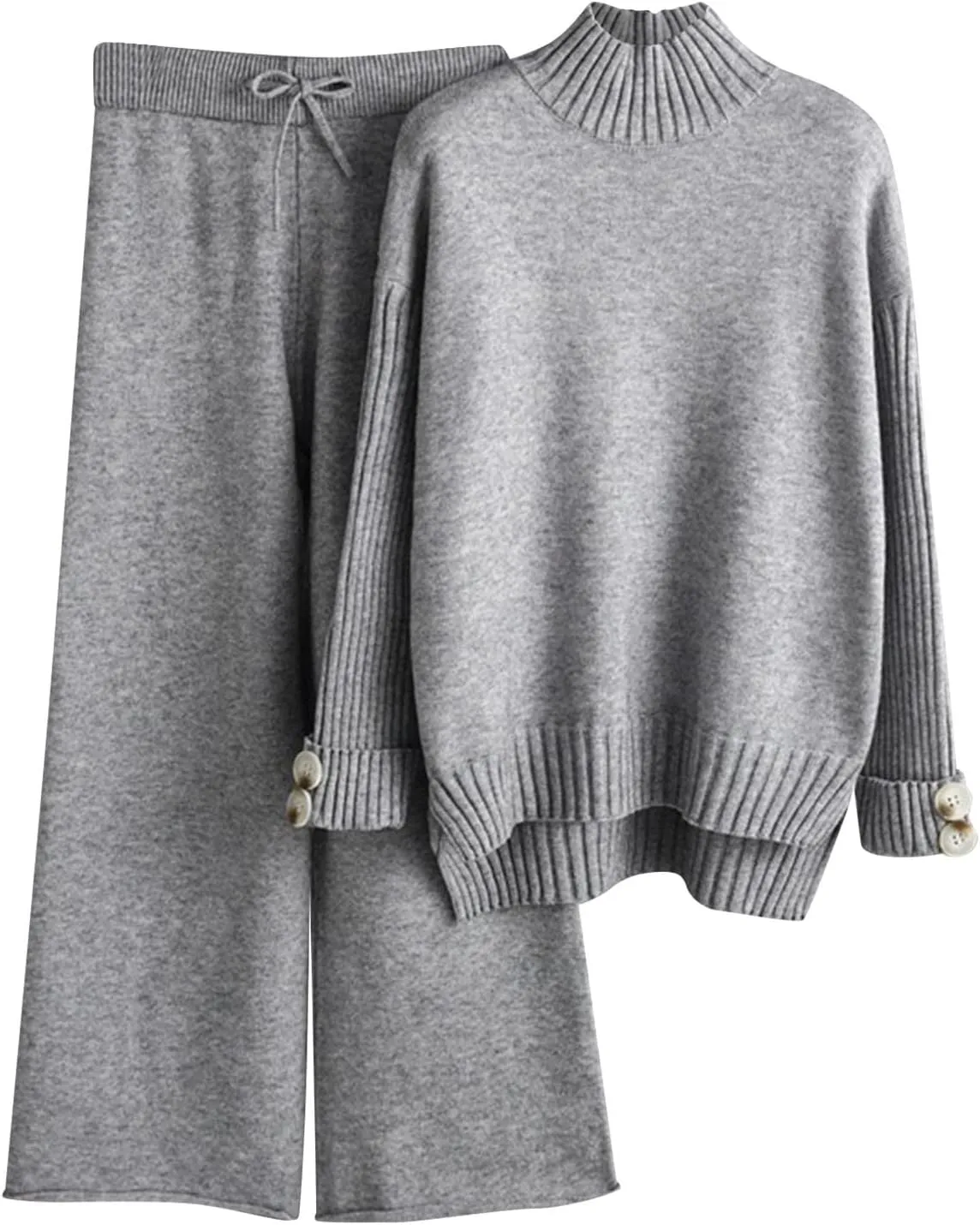 Womens Silk Satin Pajamas Set Women's Knitted Set Autumn and Winter Knitting Suit High Button Down Short Sleeve Pj