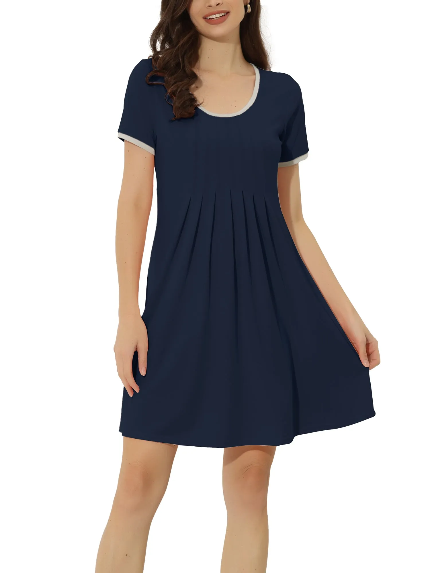 Women's Sleepwear Pajama Dress Soft Nightshirt with Pockets Lounge Nightgown