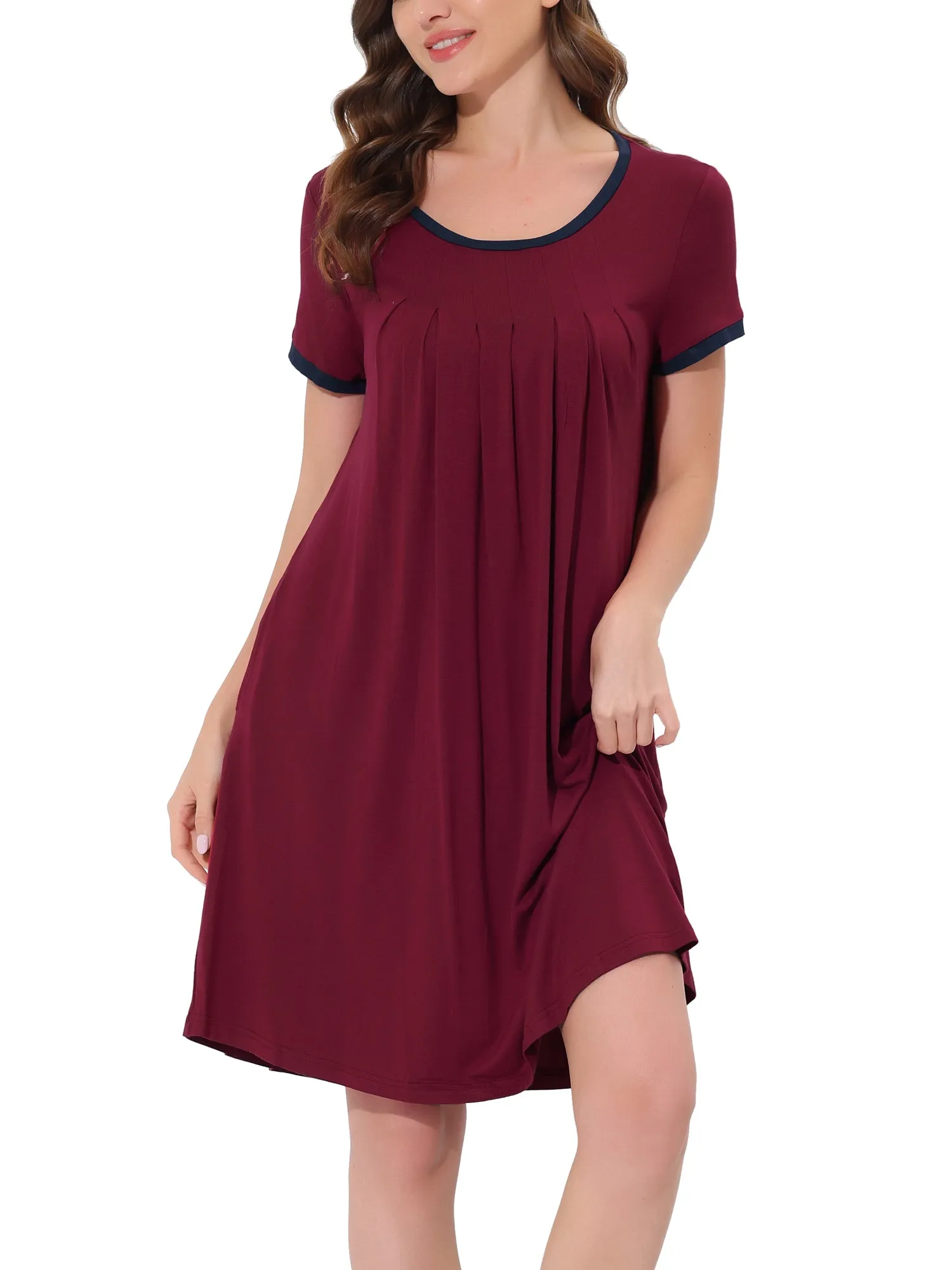 Women's Sleepwear Pajama Dress Soft Nightshirt with Pockets Lounge Nightgown