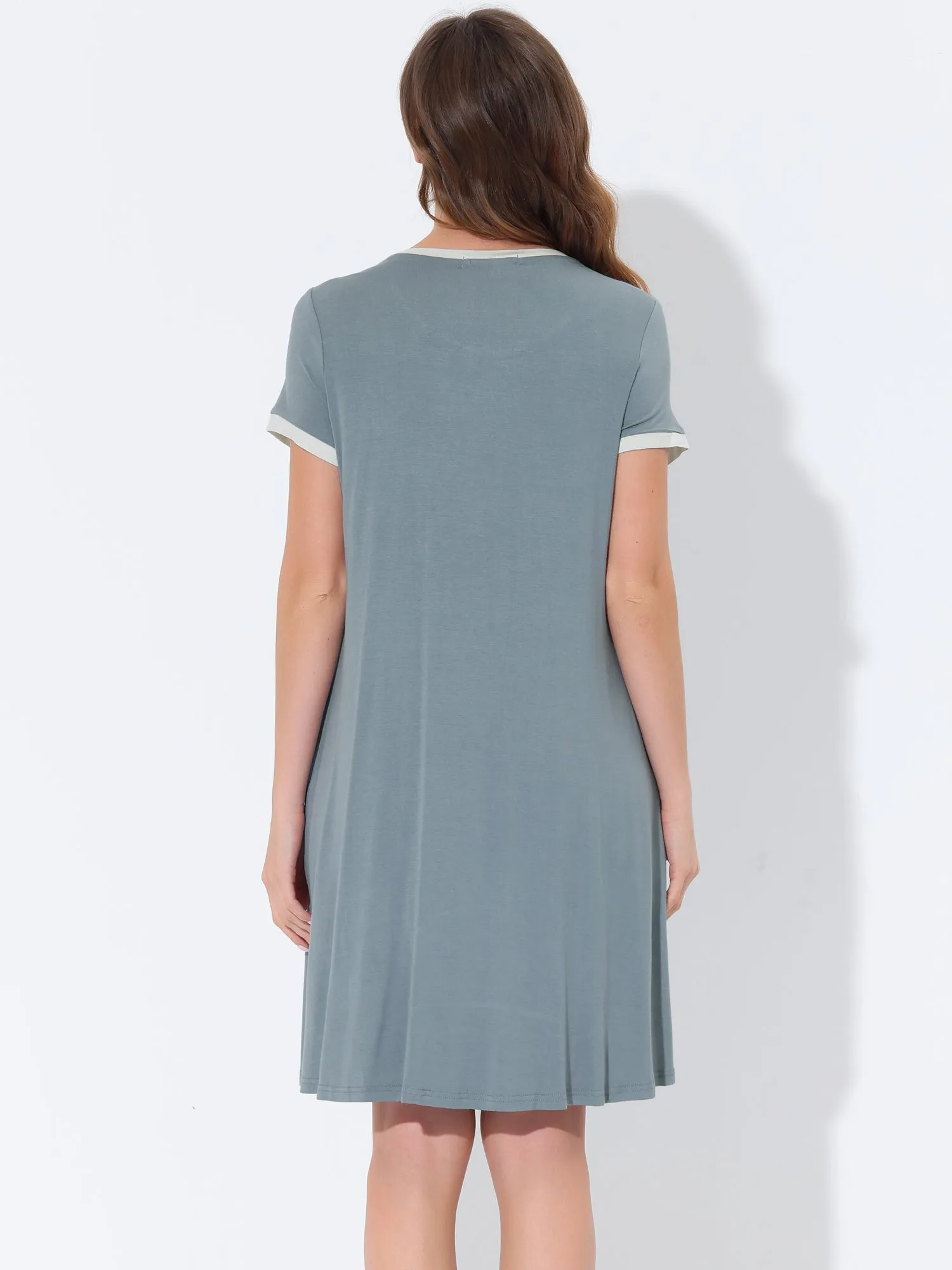 Women's Sleepwear Pajama Dress Soft Nightshirt with Pockets Lounge Nightgown