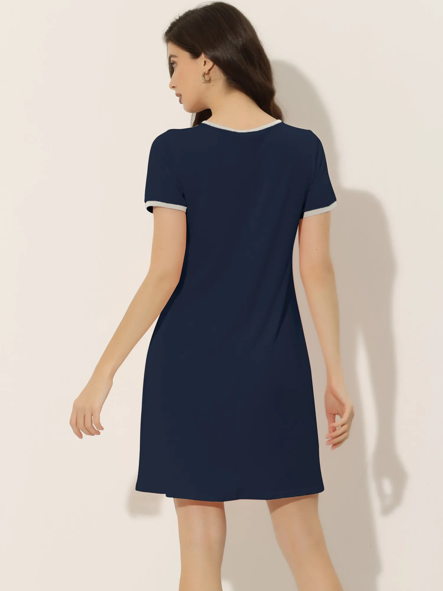 Women's Sleepwear Pajama Dress Soft Nightshirt with Pockets Lounge Nightgown