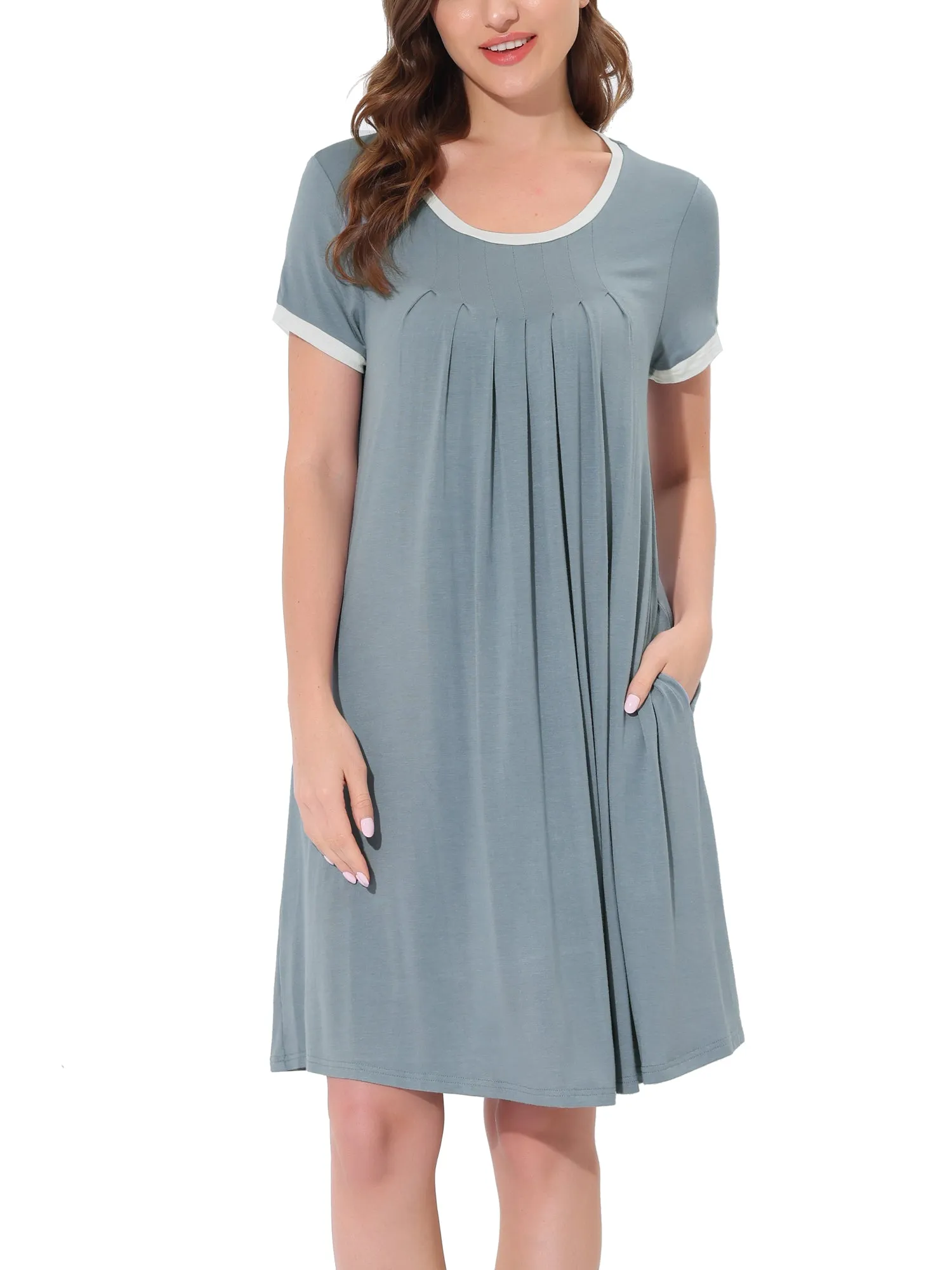 Women's Sleepwear Pajama Dress Soft Nightshirt with Pockets Lounge Nightgown