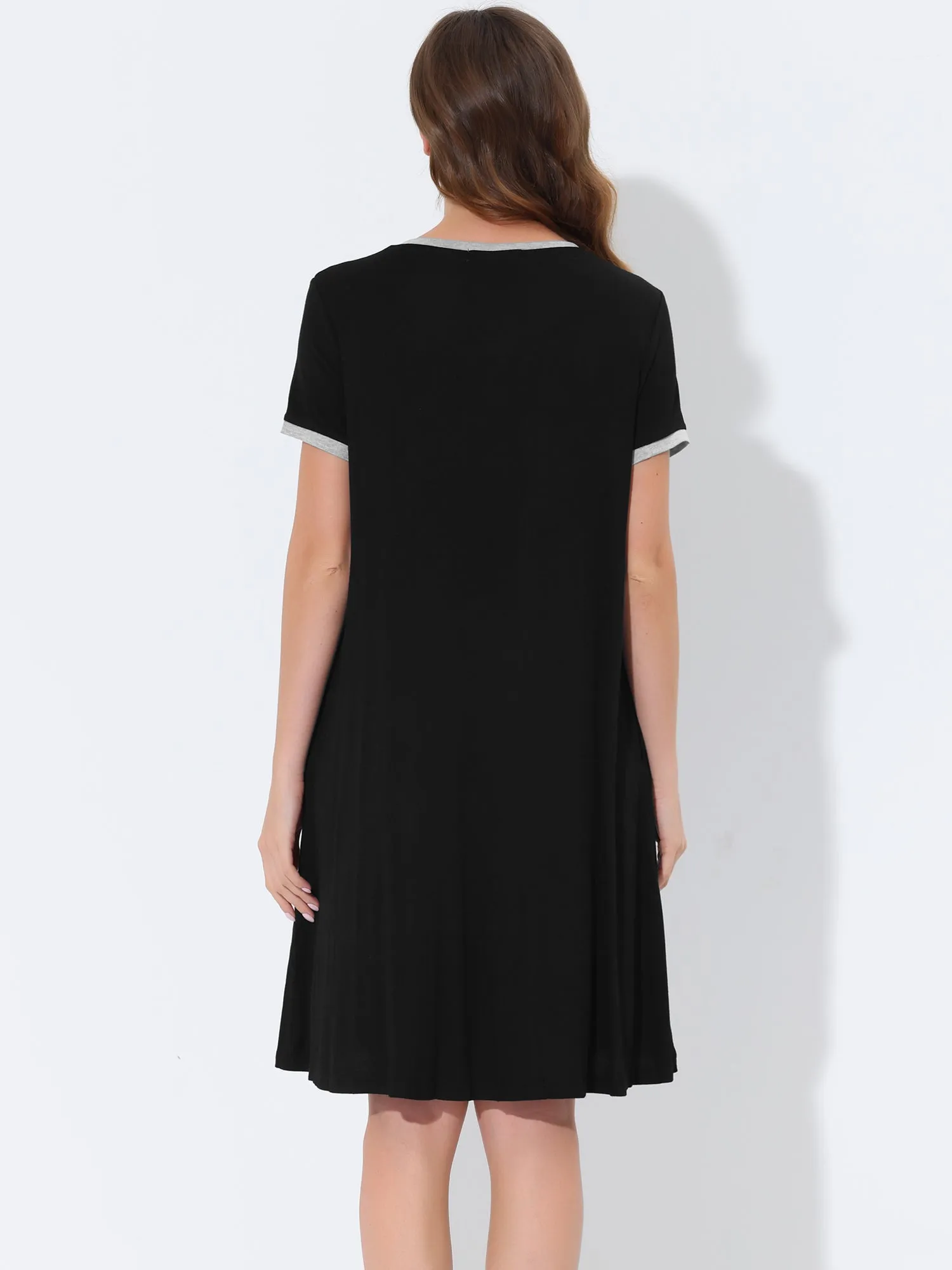 Women's Sleepwear Pajama Dress Soft Nightshirt with Pockets Lounge Nightgown