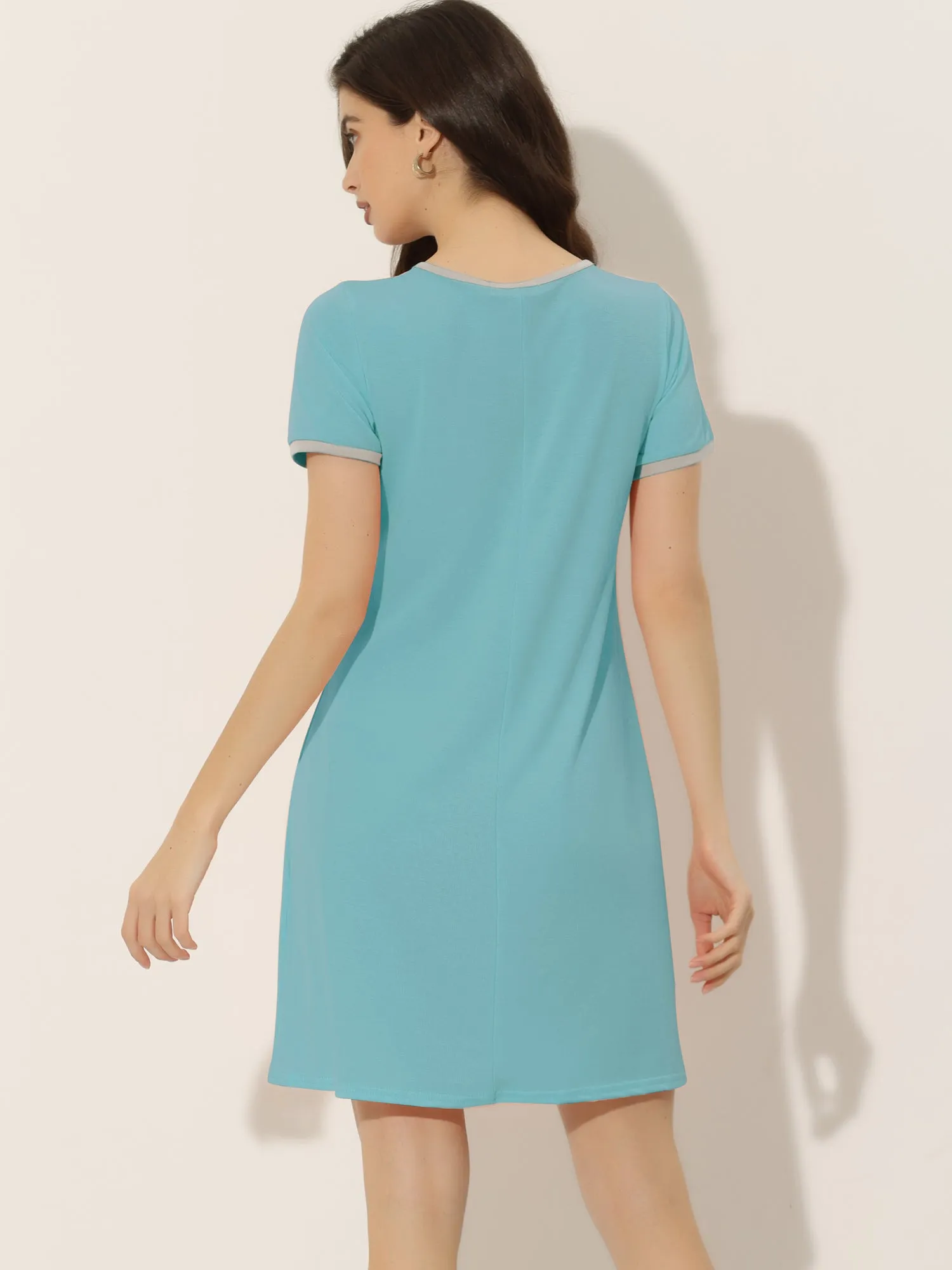 Women's Sleepwear Pajama Dress Soft Nightshirt with Pockets Lounge Nightgown