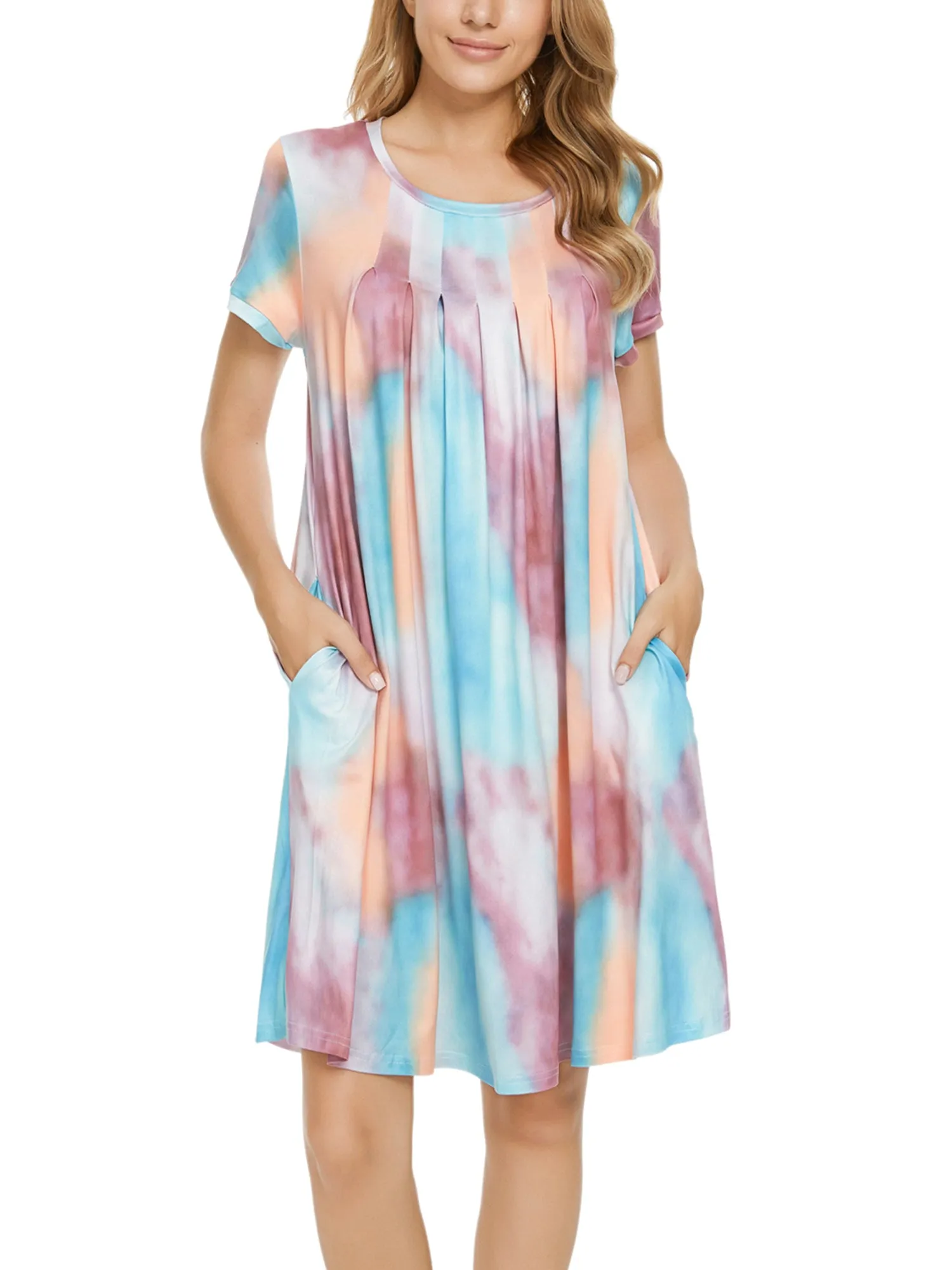 Women's Sleepwear Pajama Dress Soft Nightshirt with Pockets Lounge Nightgown